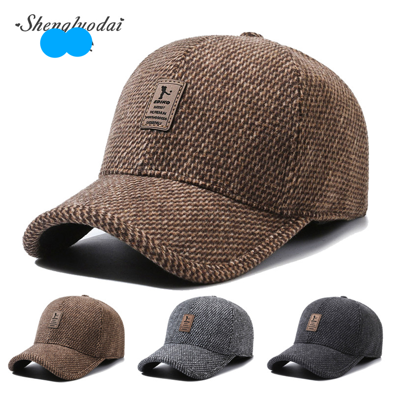 Baseball Cotton Autumn And Winter Outdoor Sports Baseball Warm Ear Protection Duck Tongue Hat, Men's Fashion_voghion.com